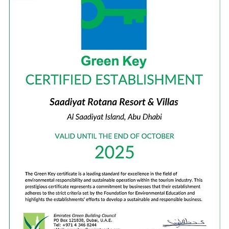 Saadiyat Rotana Resort And Villas Abu Dhabi Exterior photo Green Key Certificate